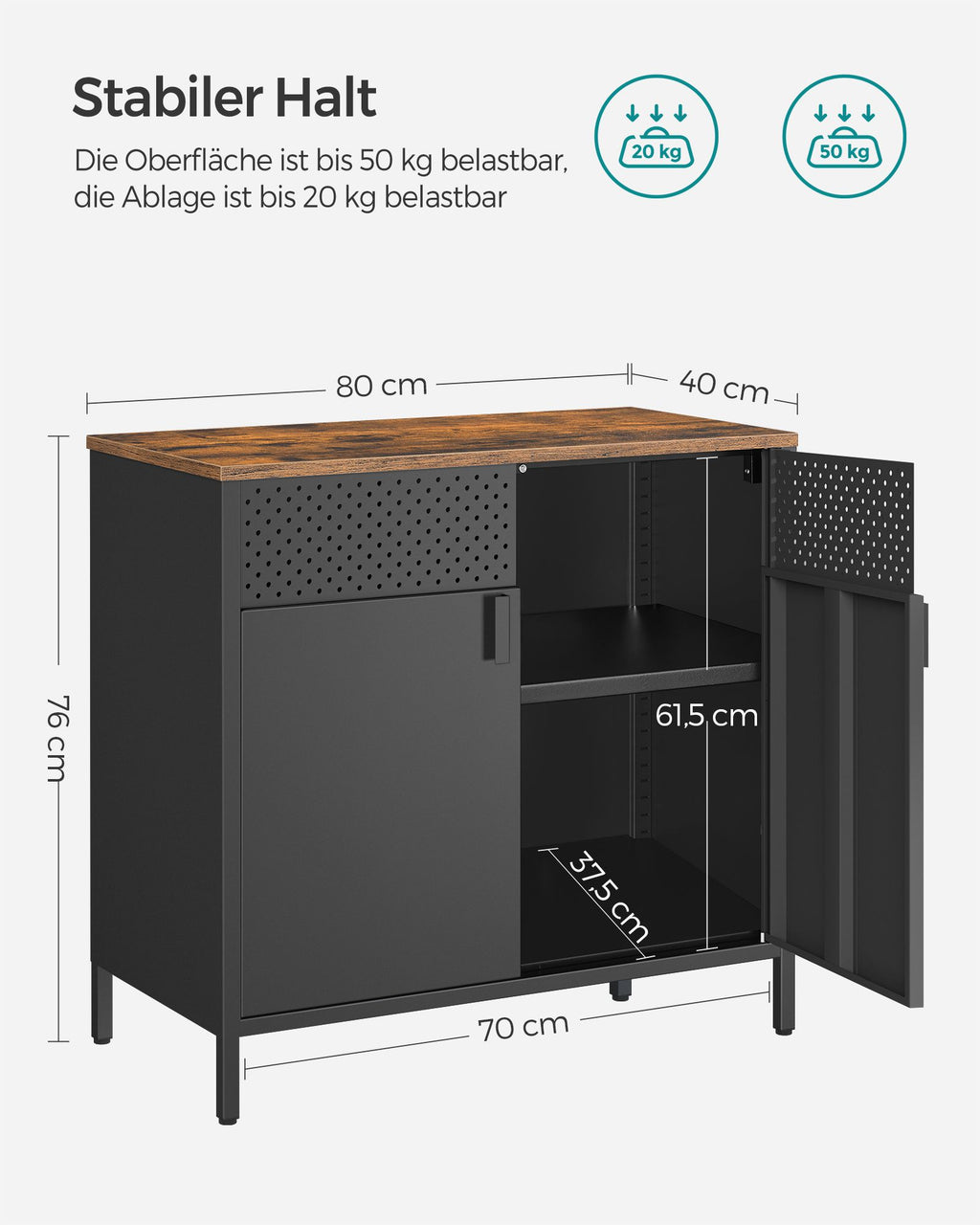 Aufbewahrungsschrank vintagebraun-schwarz