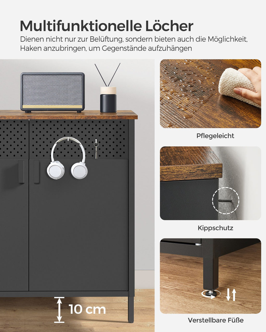 Aufbewahrungsschrank vintagebraun-schwarz