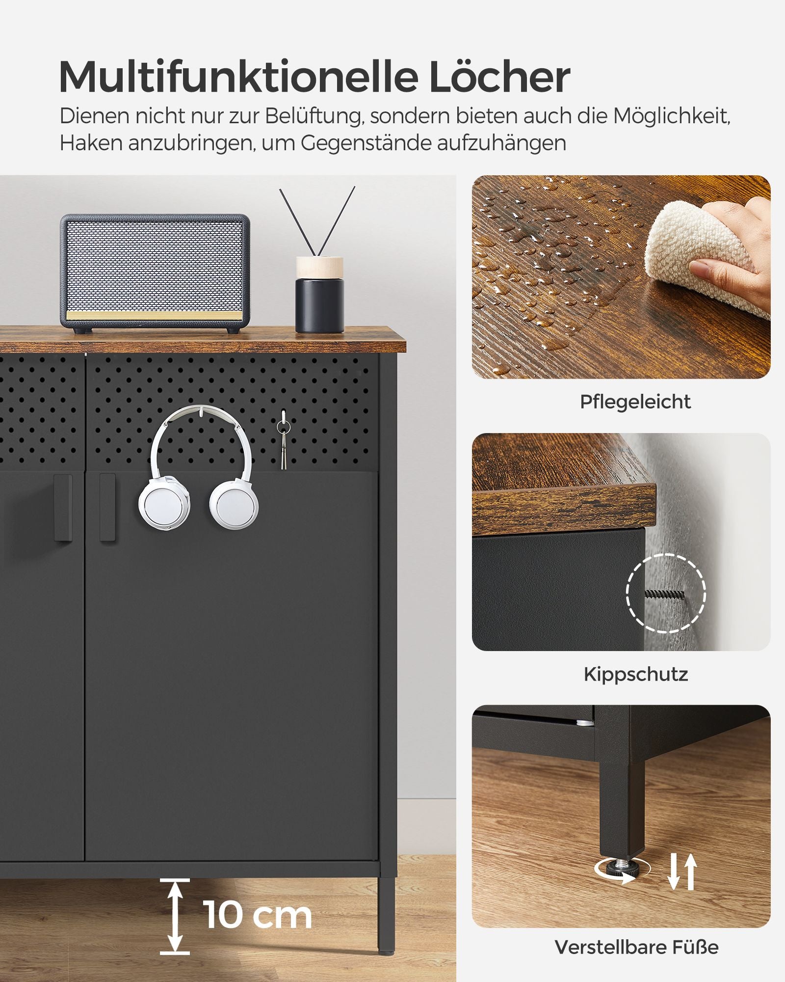 Aufbewahrungsschrank vintagebraun-schwarz