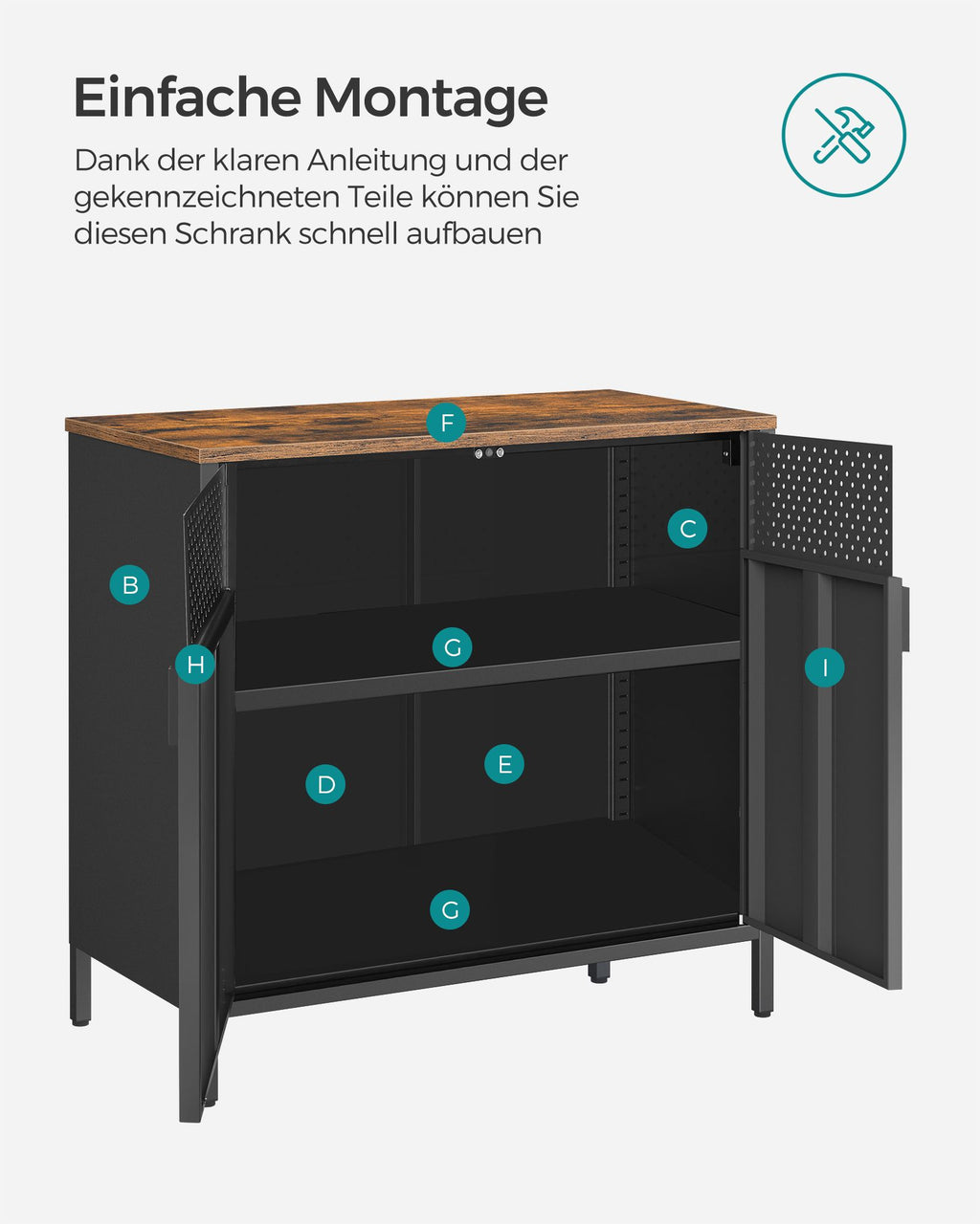 Aufbewahrungsschrank vintagebraun-schwarz