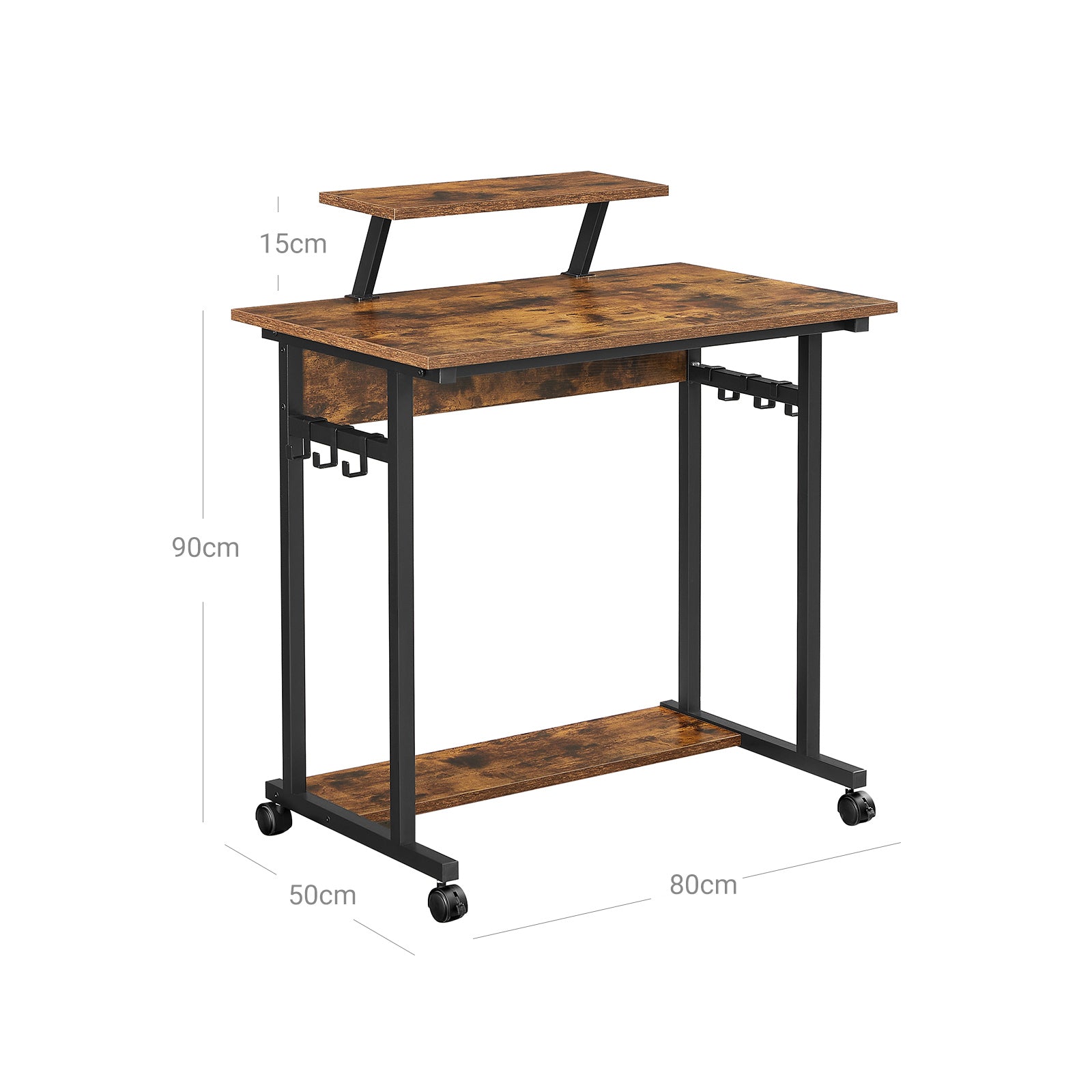 Computertisch mit Rollen 80 x 50 cm