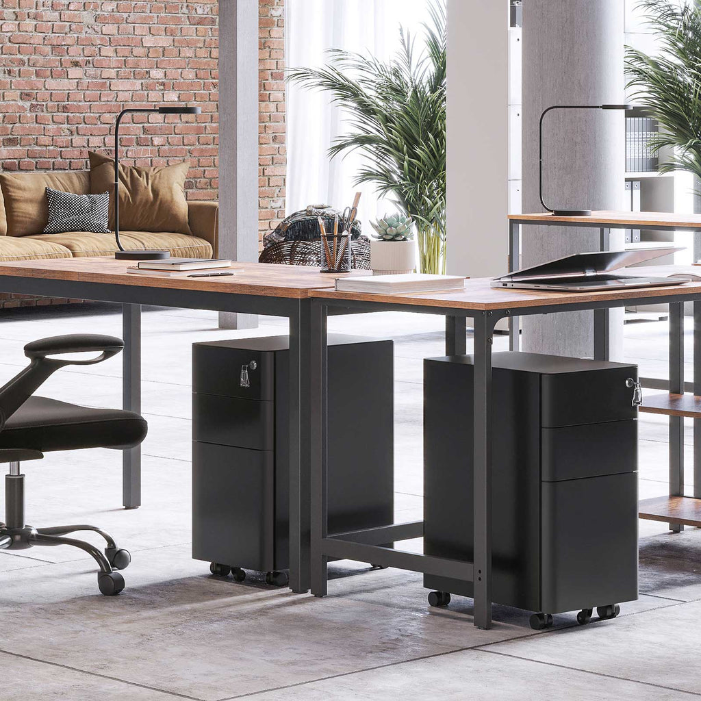Büroschrank mit Rollen und Schloss schwarz