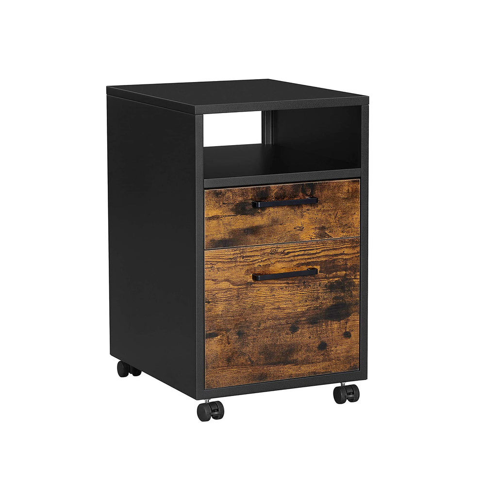 Mobiler Aktenschrank Vintagebraun-Schwarz