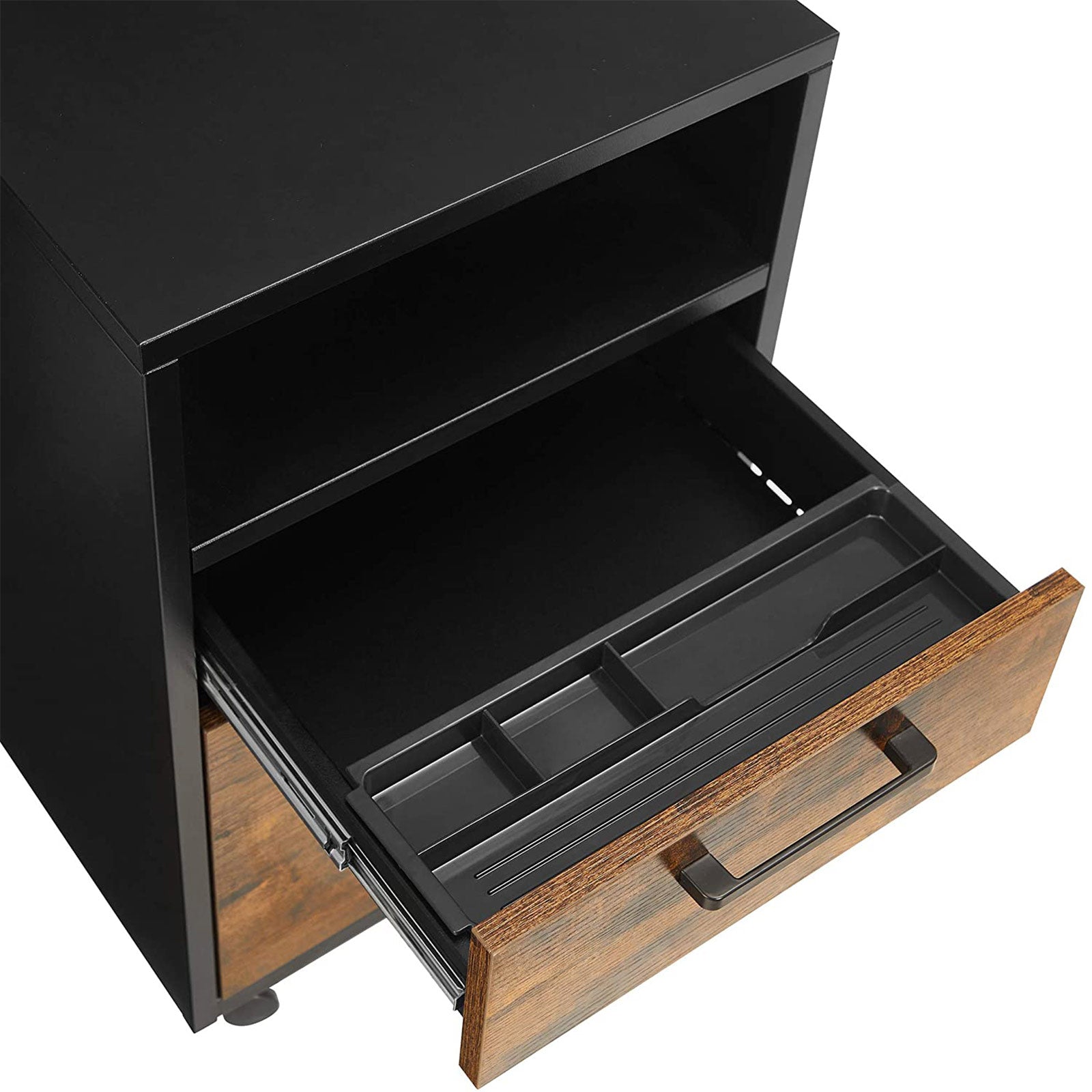 Mobiler Aktenschrank Vintagebraun-Schwarz