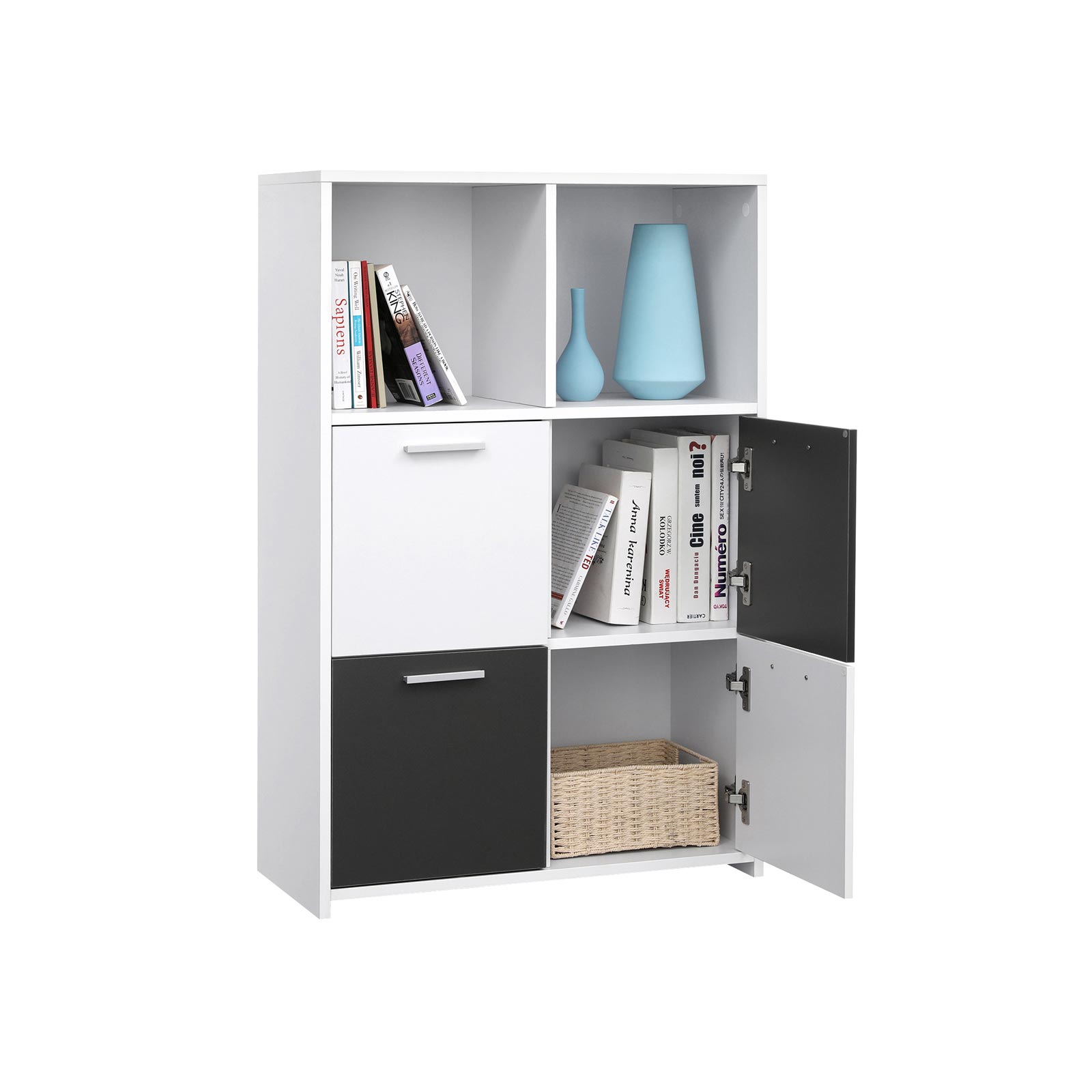 Moderner Bücherschrank Weiß-Grau