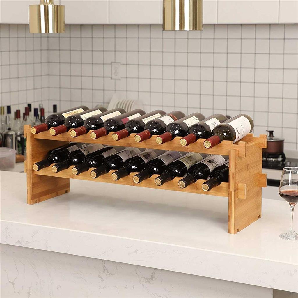 stapelbar Weinregal aus Bambus