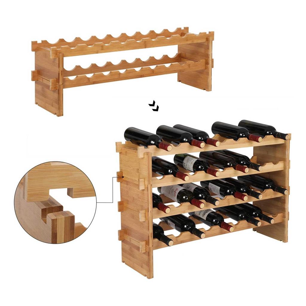 stapelbar Weinregal aus Bambus